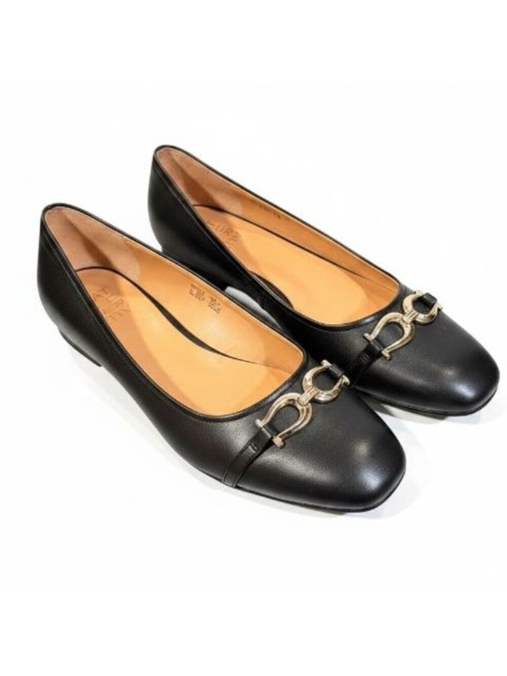 Naturalizer Charlotte Size 9 W Black Leather Ballet Flats Buckle Shoes Classic